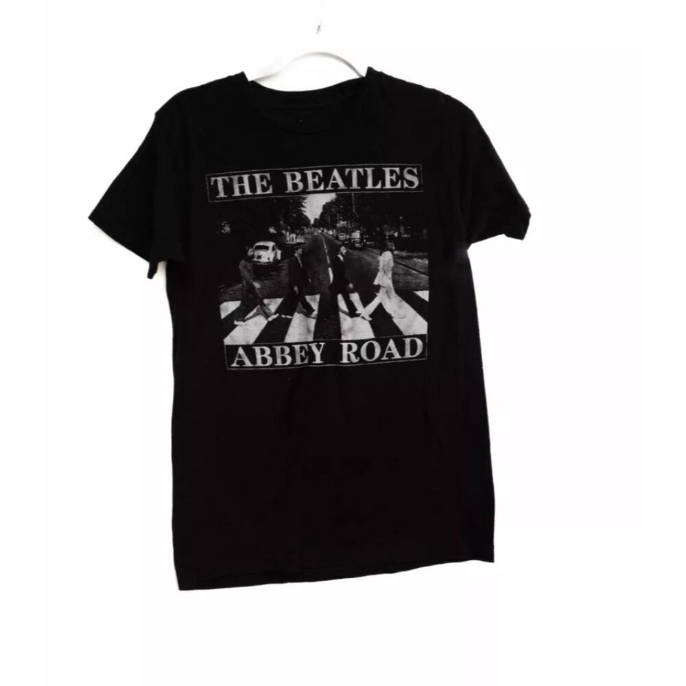 The Beatles Mens Black Cotton T Shirt Graphic Abbey Road Pullover Short Sleeve M
